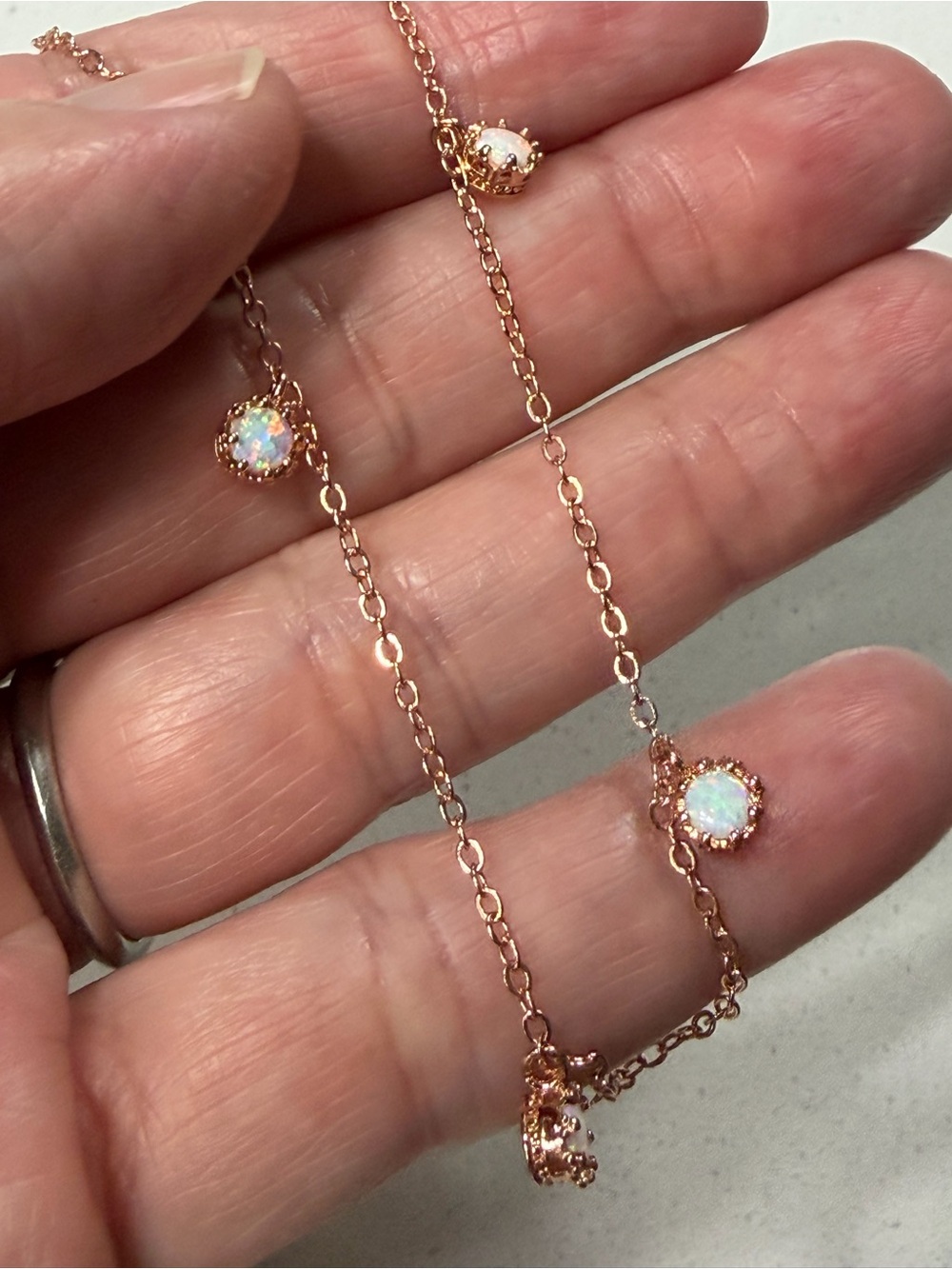 GoldOro Rose Gold-Plated Opal Station/Floating Opal 18”+2” Necklace